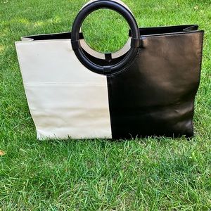 DKNY black and white leather bag
